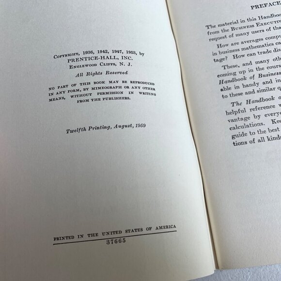 Handbook of Business Mathematics 1959 Book Vintage - Picture 2 of 4